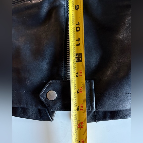 FRAME Black Lamb Leather Skirt with Zipper Detail - Picture 15 of 16